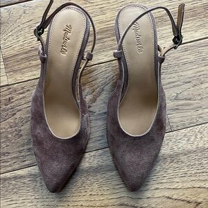 Madewell light brown Suede Pointed Slingback Heels